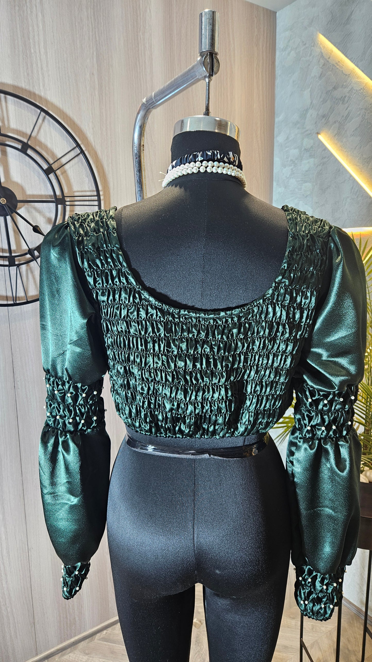 08-T-HOB Women’s Designer Cotton Top with Smocked Sleeves – Made in India