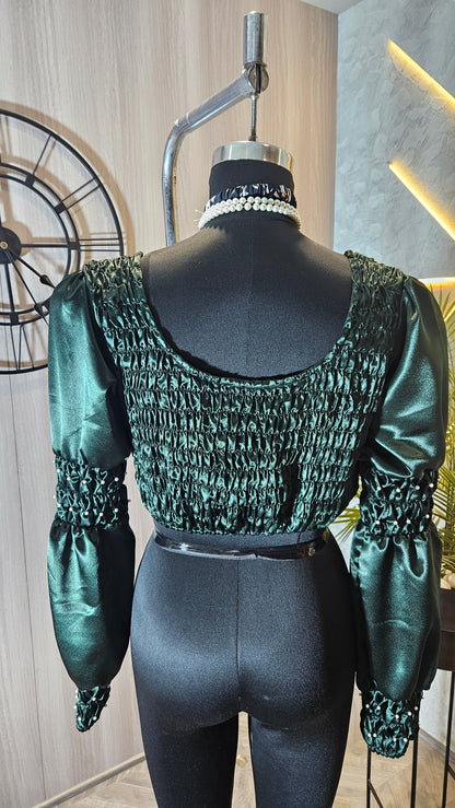 08-T-HOB Women’s Designer Cotton Top with Smocked Sleeves – Made in India