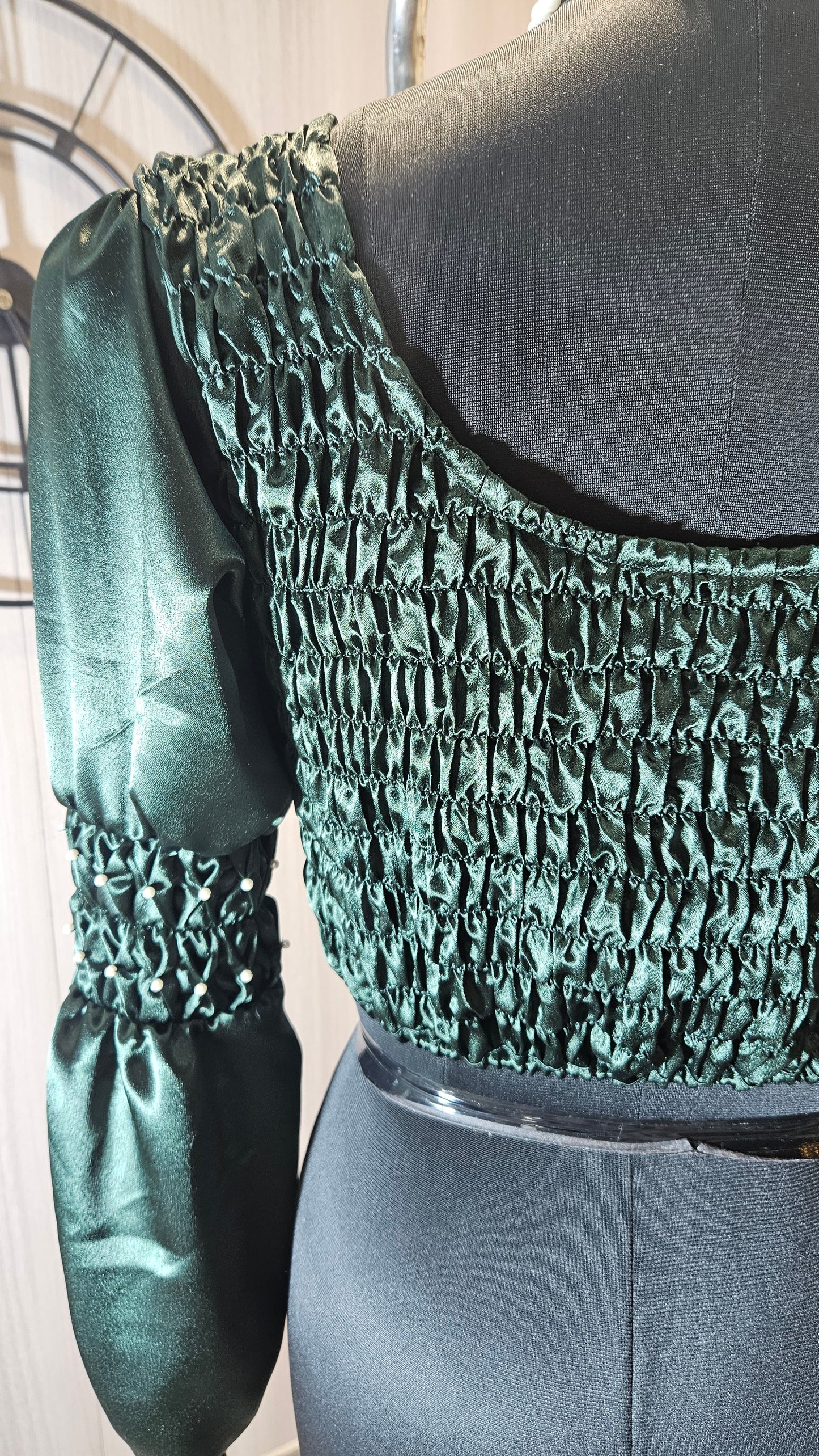 08-T-HOB Women’s Designer Cotton Top with Smocked Sleeves – Made in India