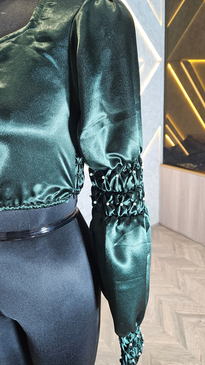 08-T-HOB Women’s Designer Cotton Top with Smocked Sleeves – Made in India