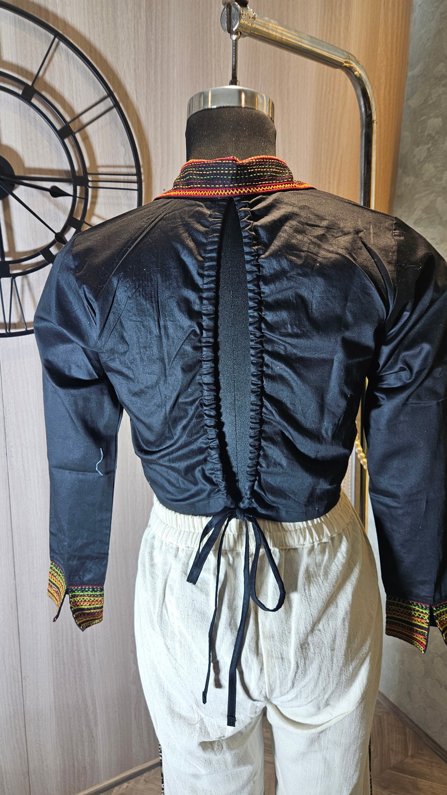 012-S-HOB handcrafted black cotton top – Made in India