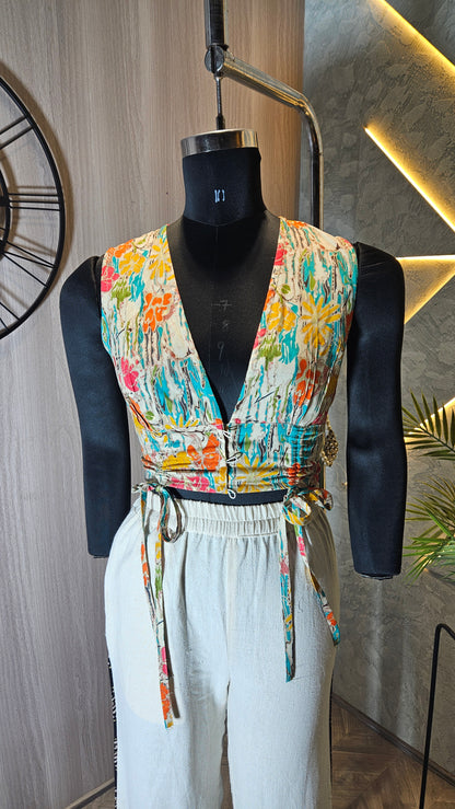 014-T-HOB women’s Handcrafted Sleeveless Wrap Top – Made in India