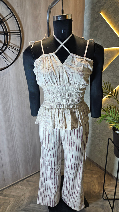 020-C-HOB Boho Chic Smocked Peplum Cotton Top– Made in India