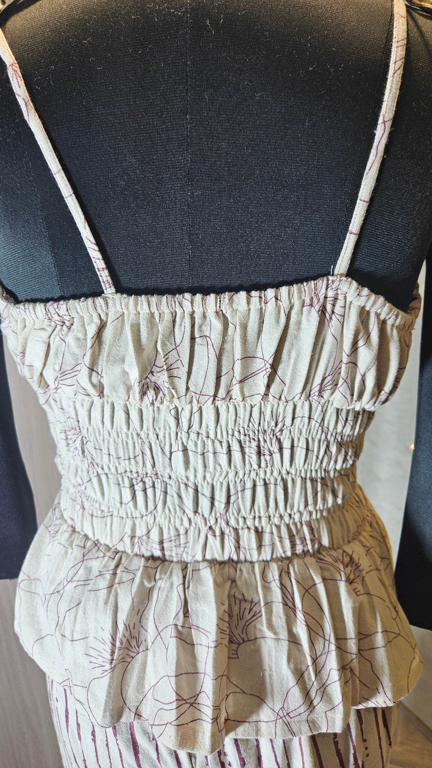 020-C-HOB Boho Chic Smocked Peplum Cotton Top– Made in India