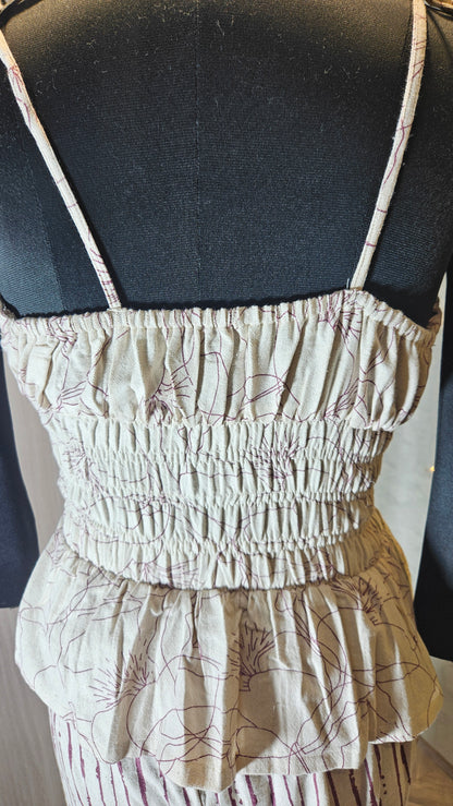 020-C-HOB Boho Chic Smocked Peplum Cotton Top– Made in India