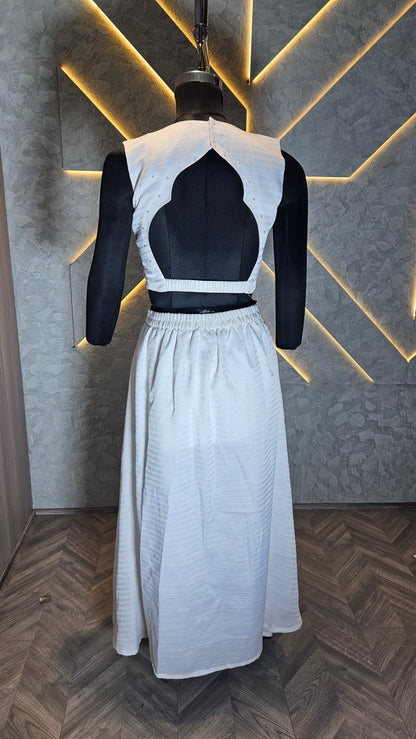 026-C-HOB Elegant Handwoven Cotton Crop Top – Sleeveless, Off-White – Made in India