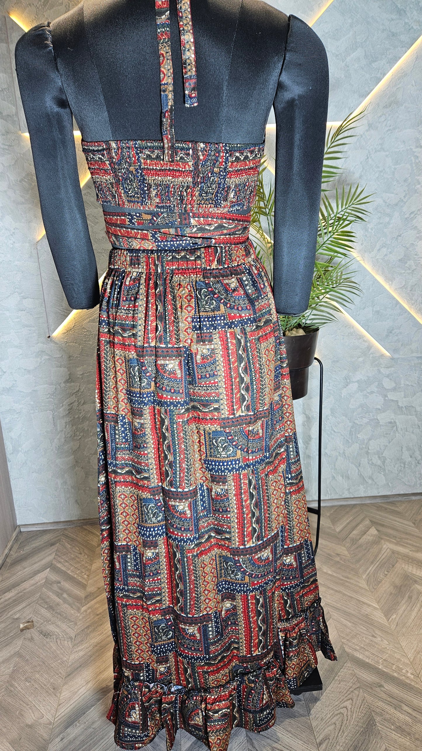 028-C-HOB Boho-Chic Handcrafted Halter Crop Top – Ethnic Indian Print – Made in India