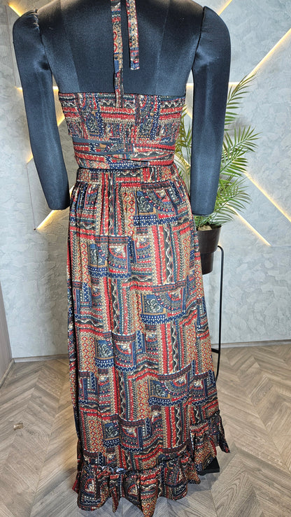 028-C-HOB Boho-Chic Handcrafted Halter Crop Top – Ethnic Indian Print – Made in India