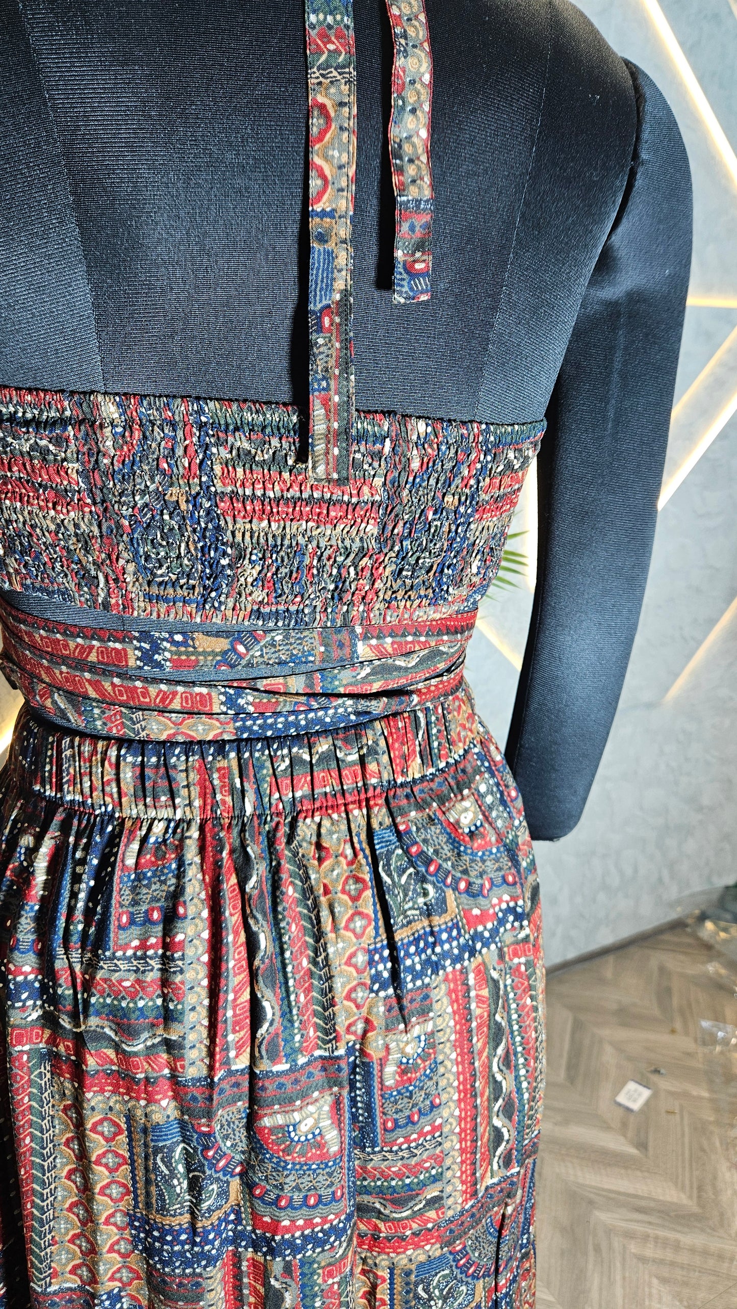 028-C-HOB Boho-Chic Handcrafted Halter Crop Top – Ethnic Indian Print – Made in India