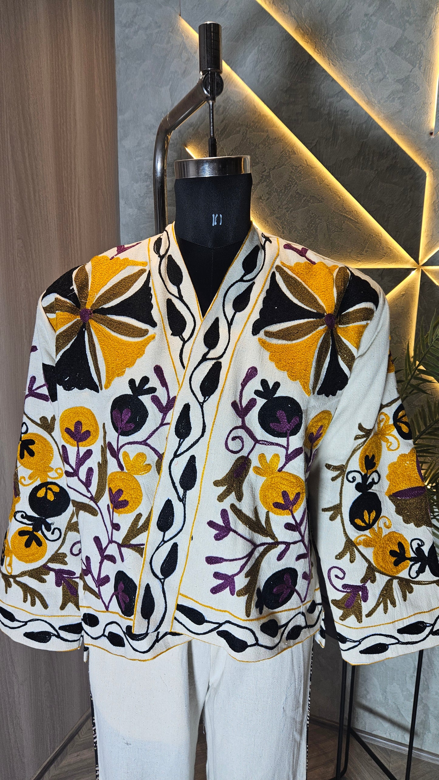 030-J-HOB Hand-Embroidered Bohemian Cotton Jacket – Made in India