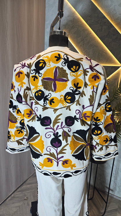 030-J-HOB Hand-Embroidered Bohemian Cotton Jacket – Made in India