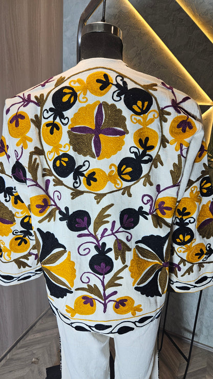030-J-HOB Hand-Embroidered Bohemian Cotton Jacket – Made in India