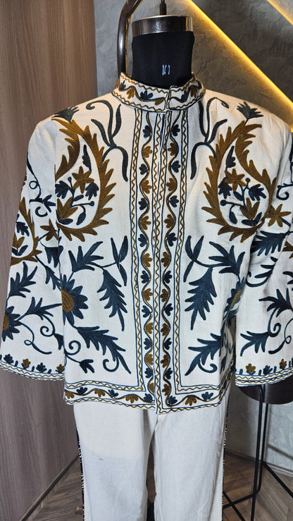 031-J-HOB Handcrafted Embroidered Cotton Jacket – Made in India