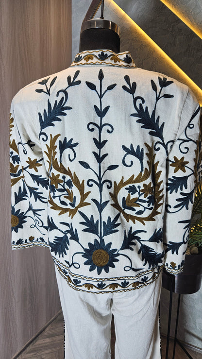 031-J-HOB Handcrafted Embroidered Cotton Jacket – Made in India