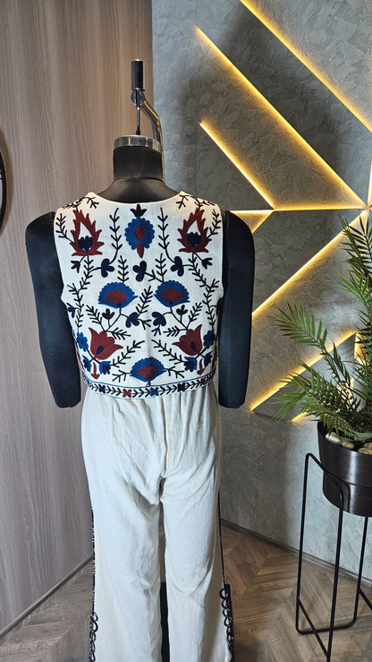 032-J-HOB Handcrafted Embroidered Cotton Vest – Boho Chic Indian Ethnic Wear – Made in India
