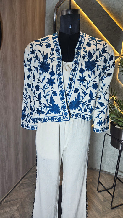 033-J-HOB Handcrafted Embroidered Cotton Jacket  – Made in India