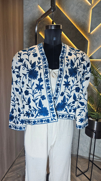 033-J-HOB Handcrafted Embroidered Cotton Jacket  – Made in India