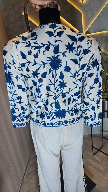 033-J-HOB Handcrafted Embroidered Cotton Jacket  – Made in India
