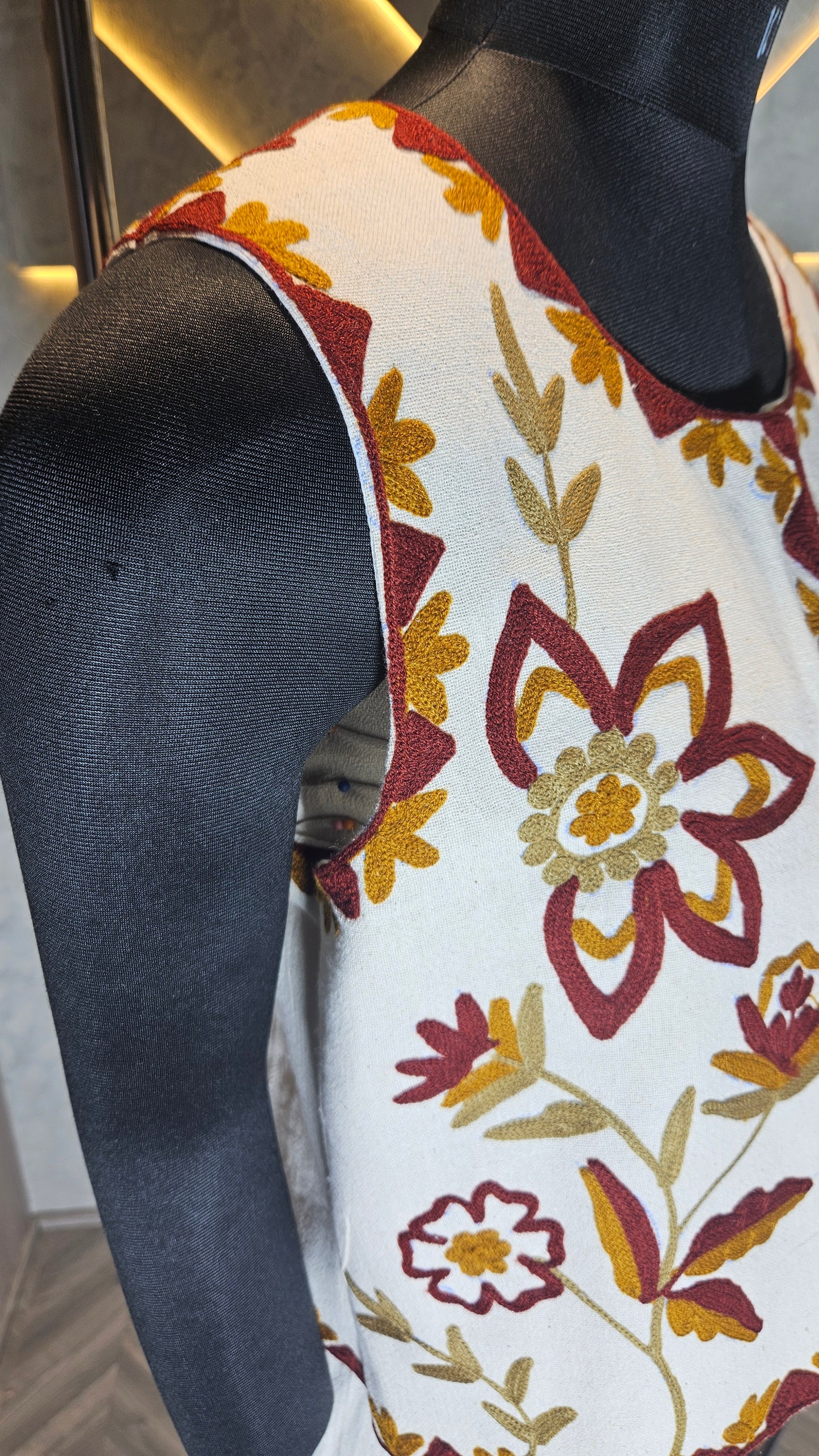 034-J-HOB Handcrafted Embroidered Cotton Vest – Indian Ethnic Wear  – Made in India