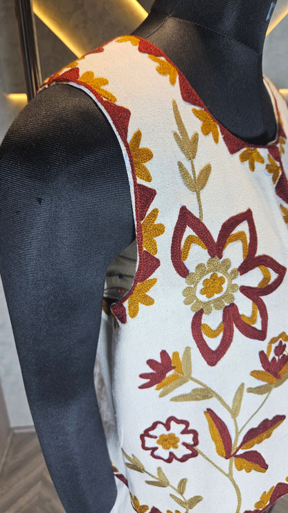 034-J-HOB Handcrafted Embroidered Cotton Vest – Indian Ethnic Wear  – Made in India