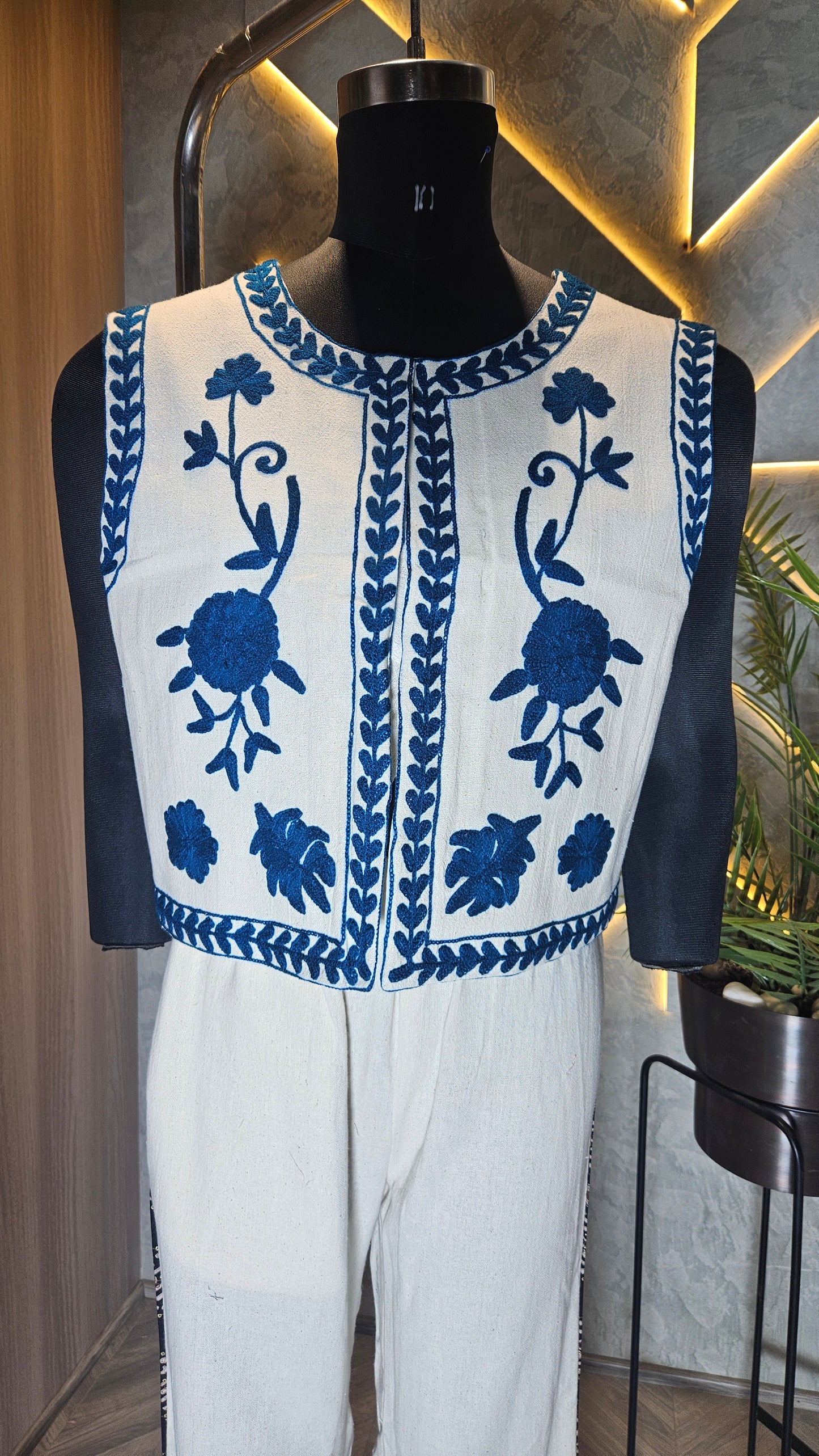 035-J-HOB Handcrafted Cotton Sleeveless Embroidered Jacket  – Made in India