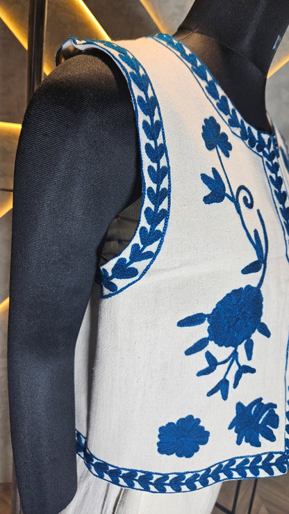 035-J-HOB Handcrafted Cotton Sleeveless Embroidered Jacket  – Made in India