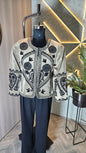 037-J-HOB Handcrafted Beige Suede Jacket with Intricate Black Embroidery – Ethnic Fusion Wear – Made in India