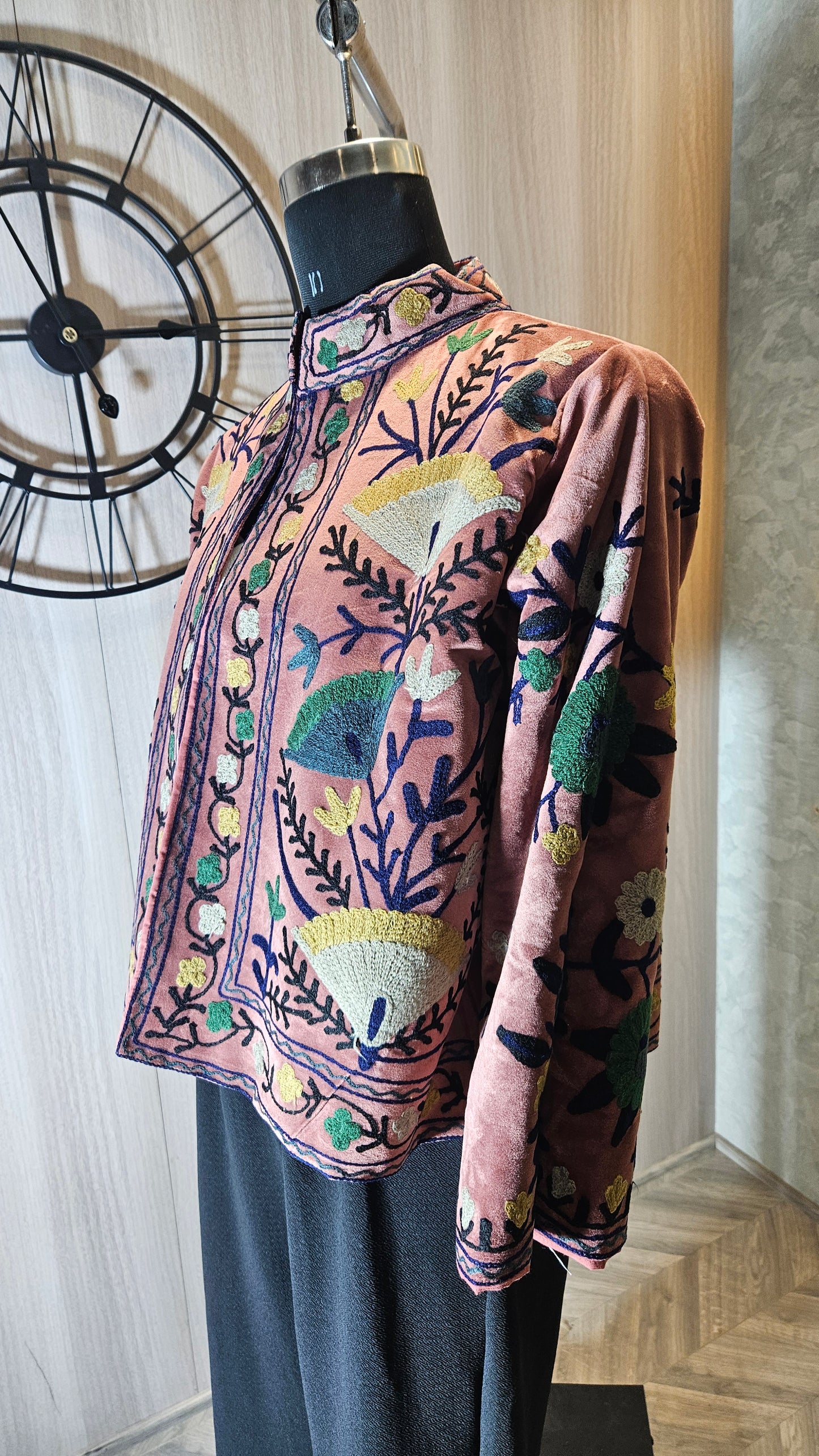 039-J-HOB Handcrafted Embroidered Velvet Cape Top – Made in India