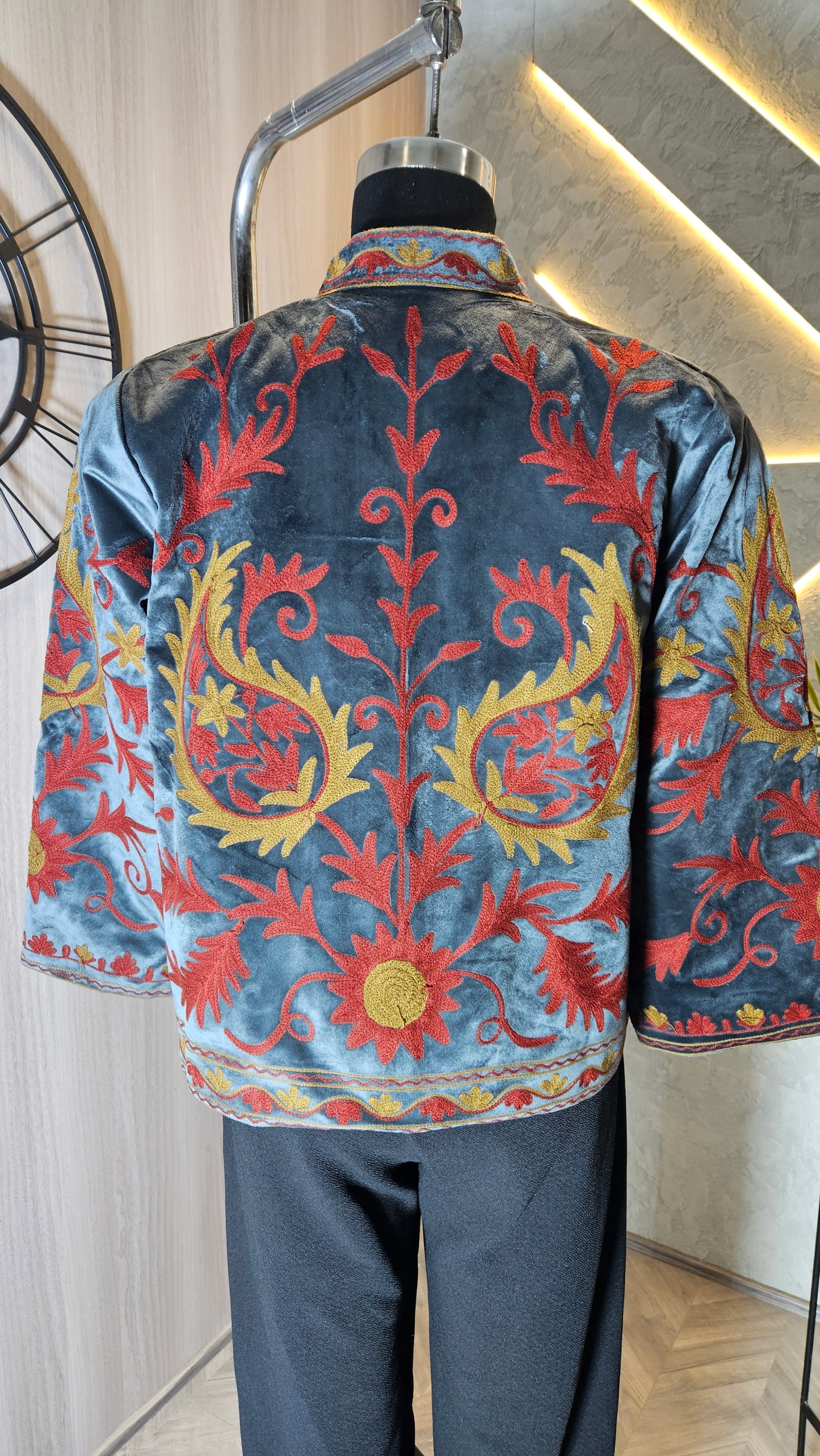 040-J-HOB : Handcrafted Velvet Embroidered Jacket– Made in India