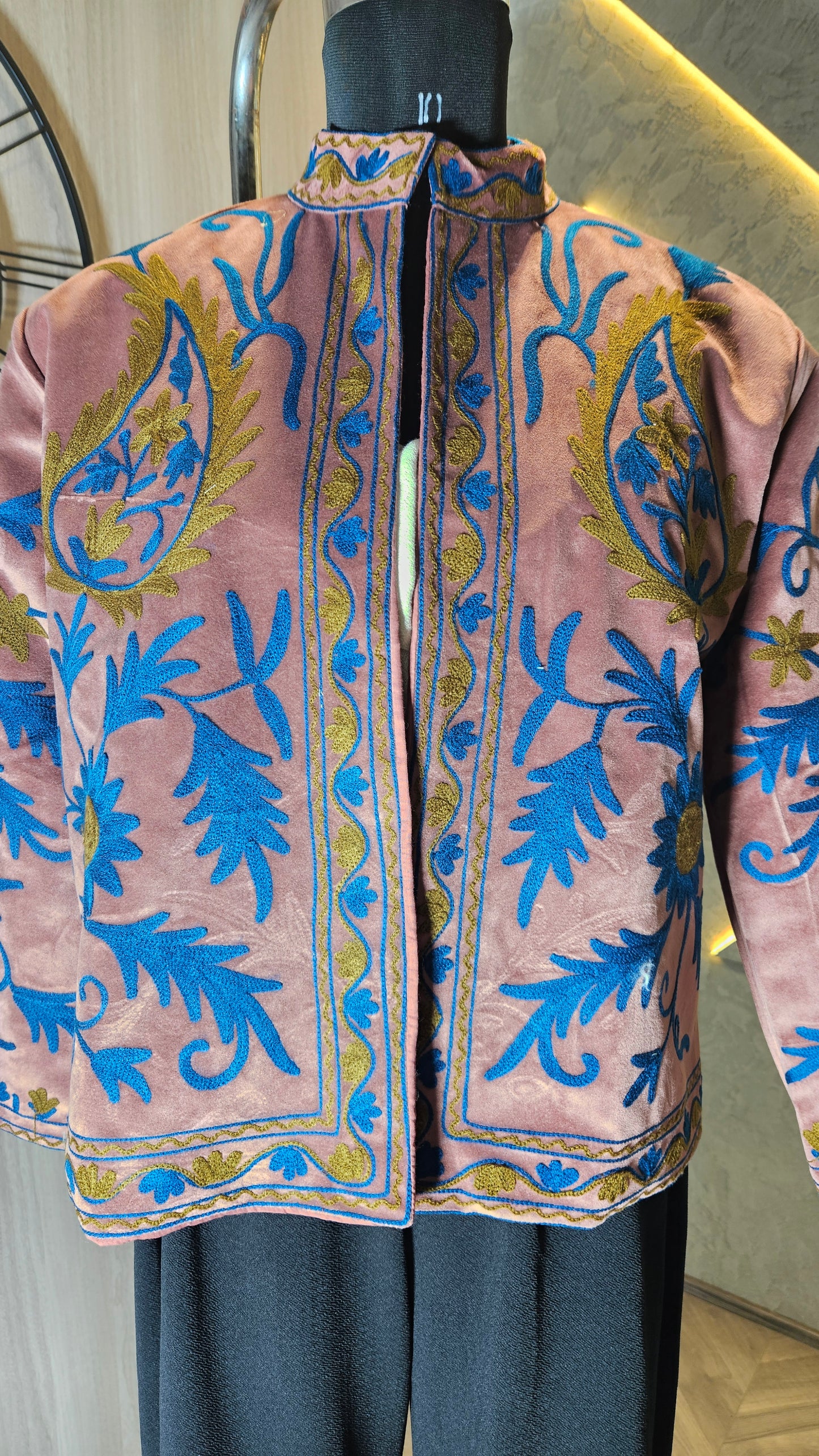 041-J-HOB : Handcrafted Embroidered Velvet Jacket– Made in India