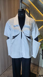 045-J-HOB : Contemporary Cut-Out White Collared Top– Made in India