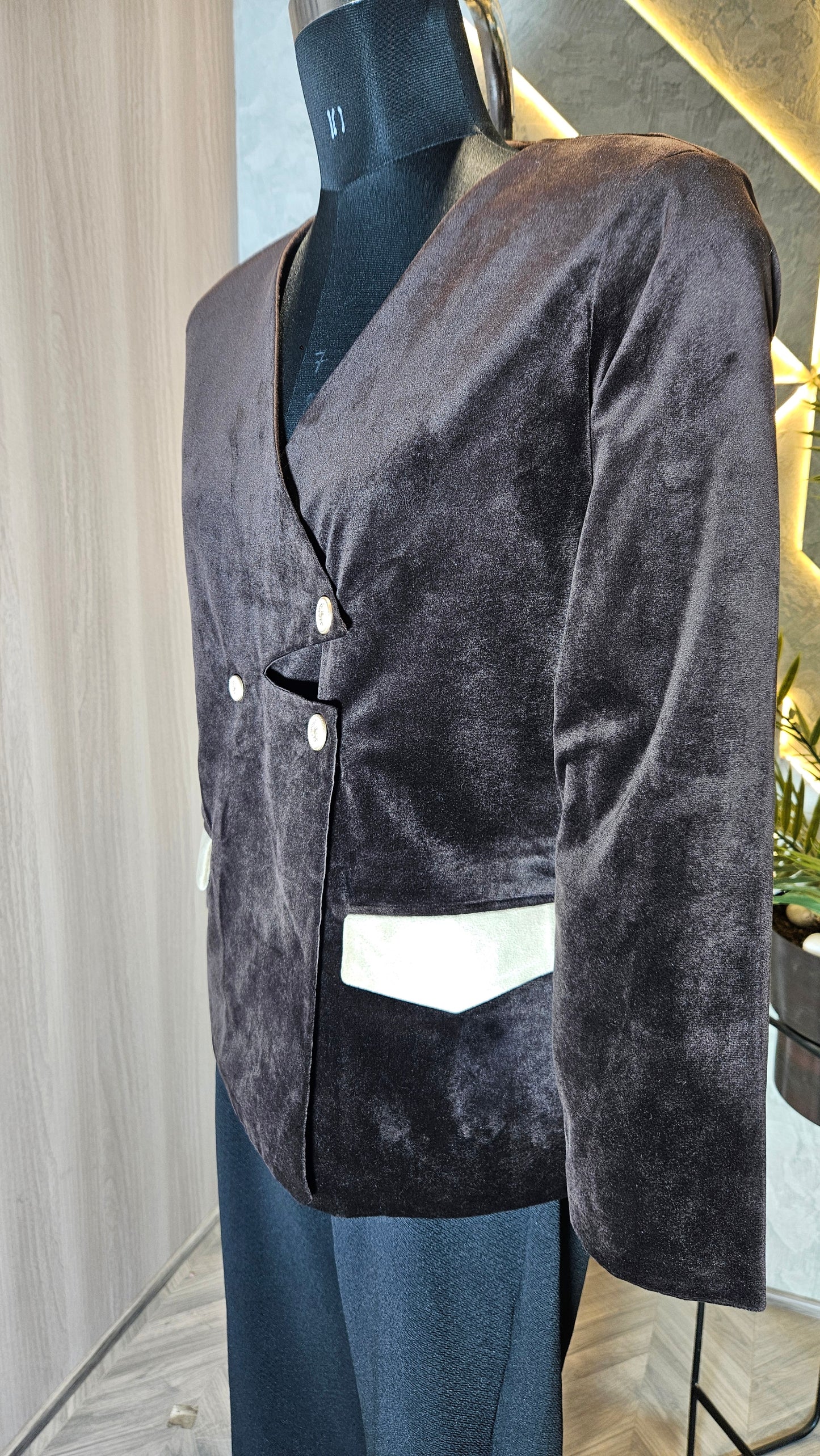 046-J-HOB : Premium Velvet Women’s Formal Top with Contrast Pocket – Made in India