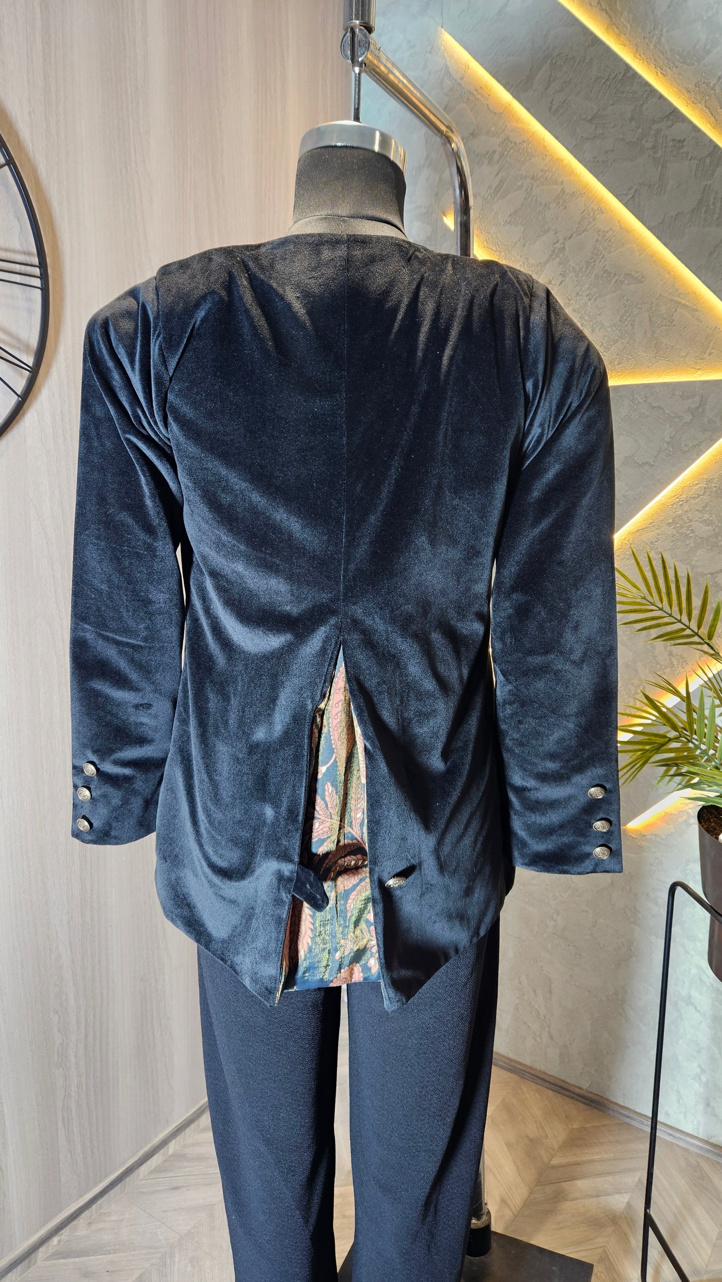 047-J-HOB : Women's Velvet Asymmetrical Blazer Top – Made in India