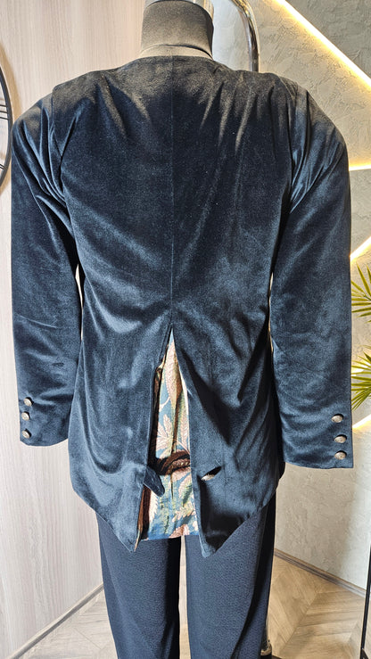 047-J-HOB : Women's Velvet Asymmetrical Blazer Top – Made in India