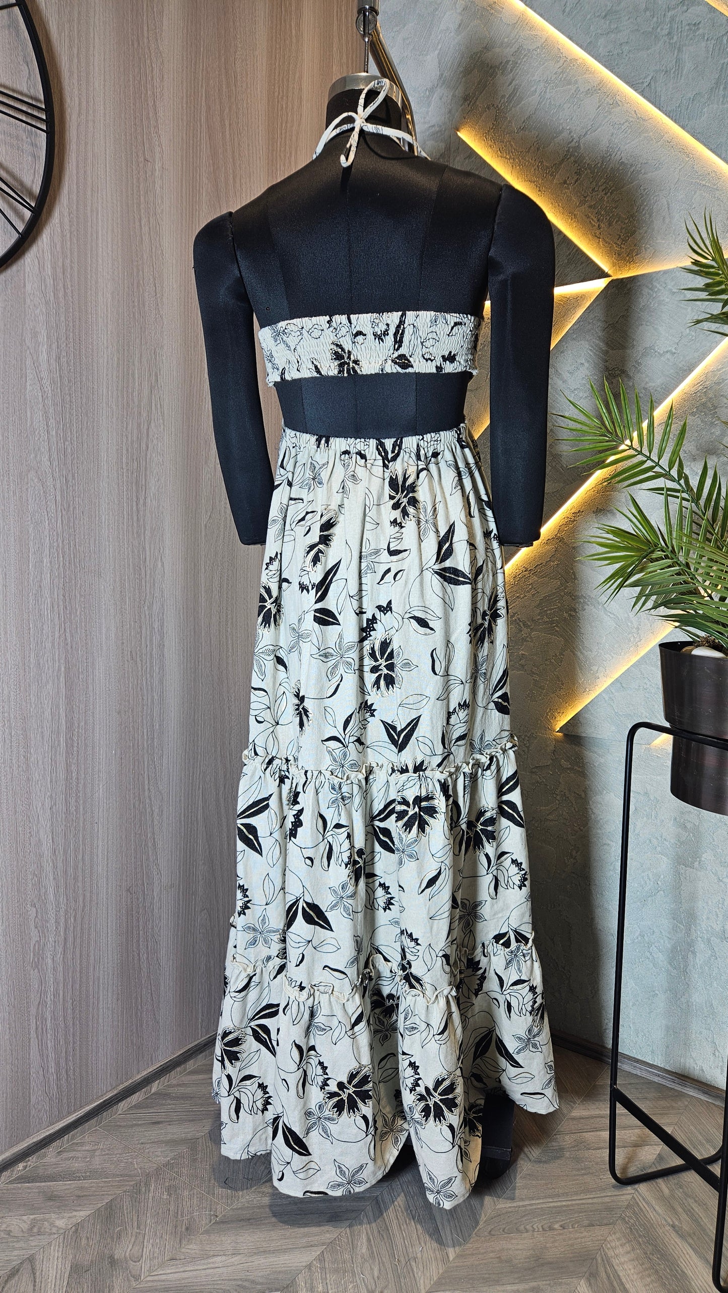 050-D-HOB Women's Boho Floral Printed Halter Neck Maxi Dress – Made in India