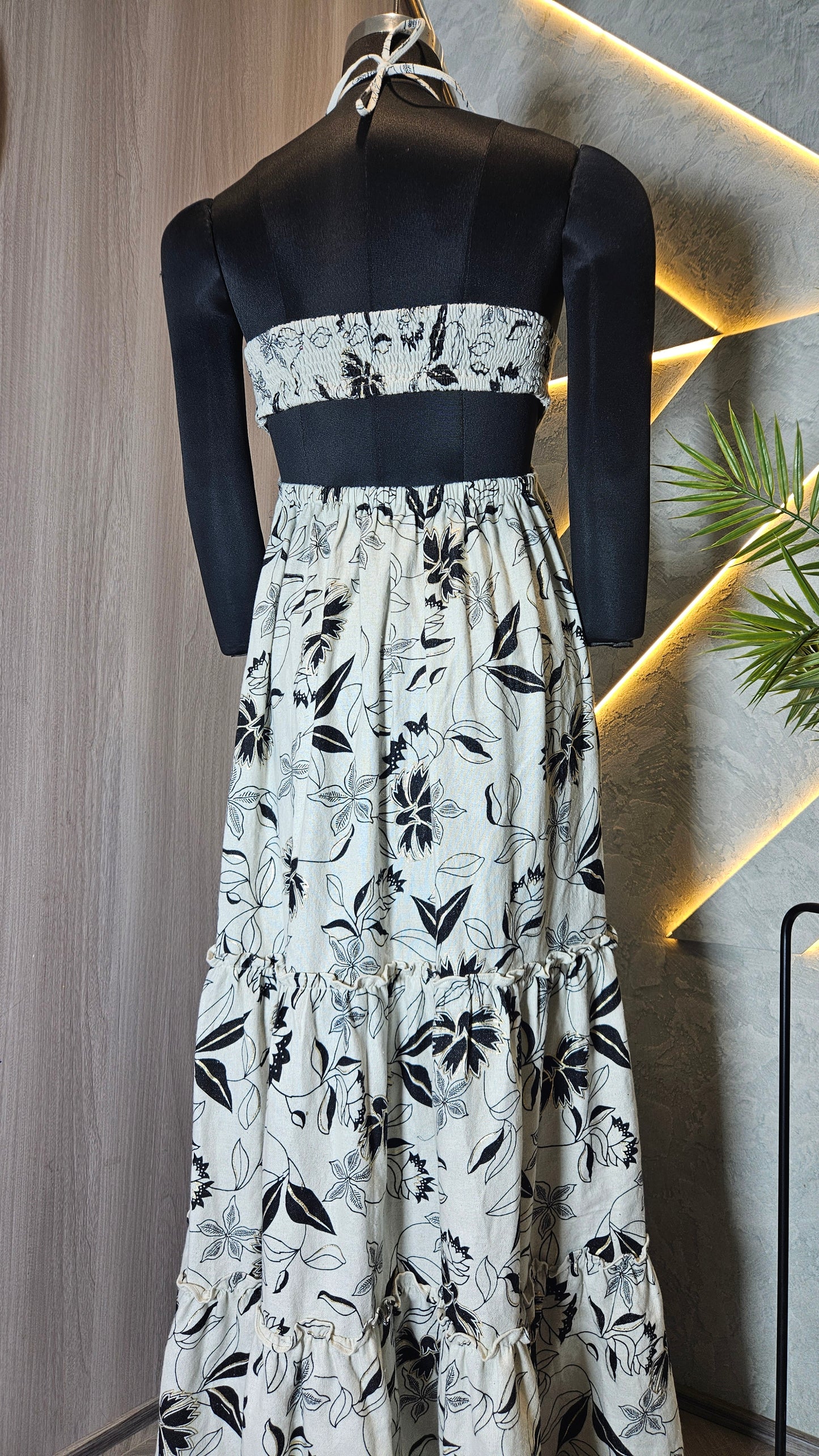 050-D-HOB Women's Boho Floral Printed Halter Neck Maxi Dress – Made in India