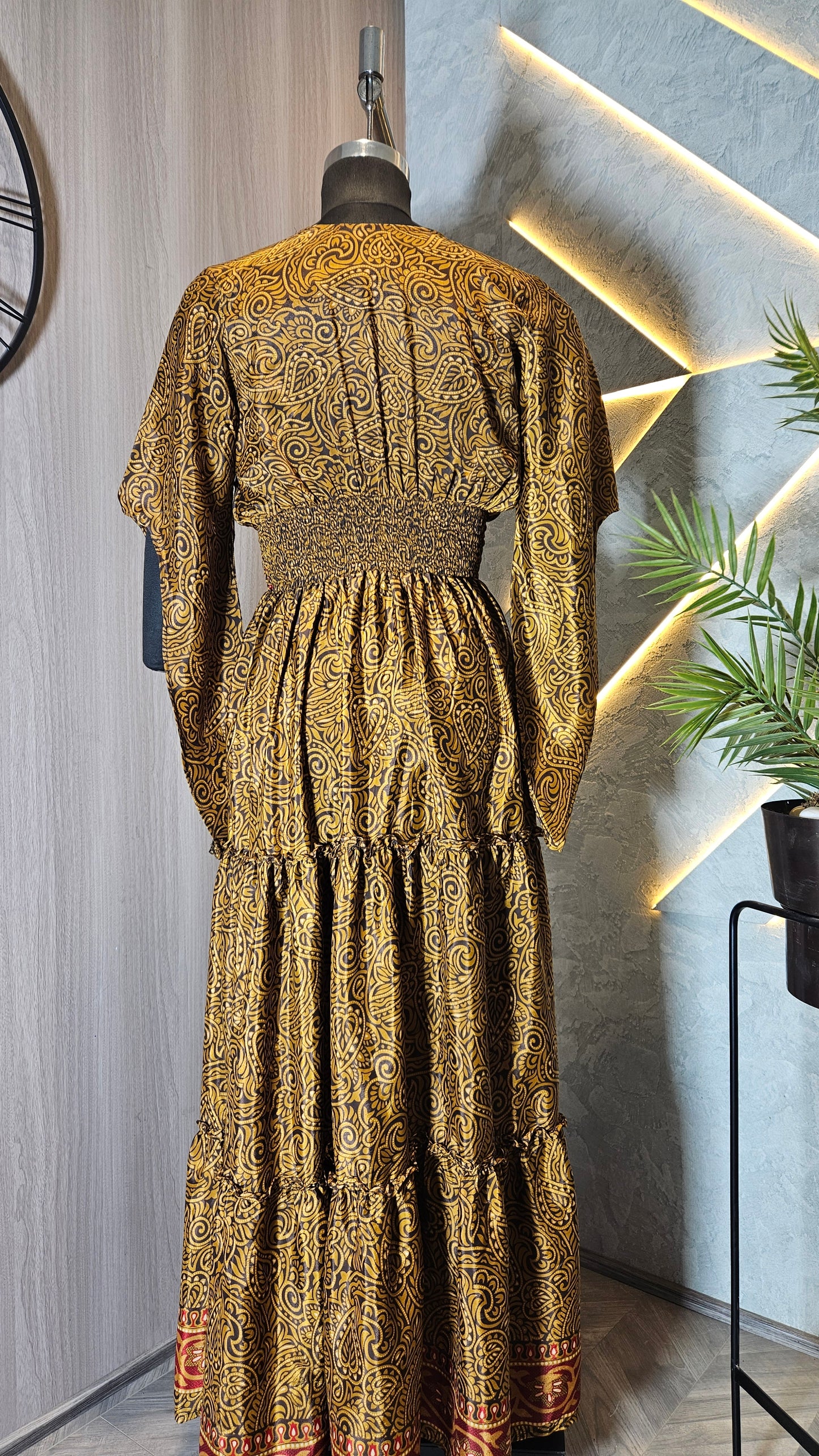 051-D-HOB Boho-Chic Ethnic Smocked Maxi Dress – Made in India