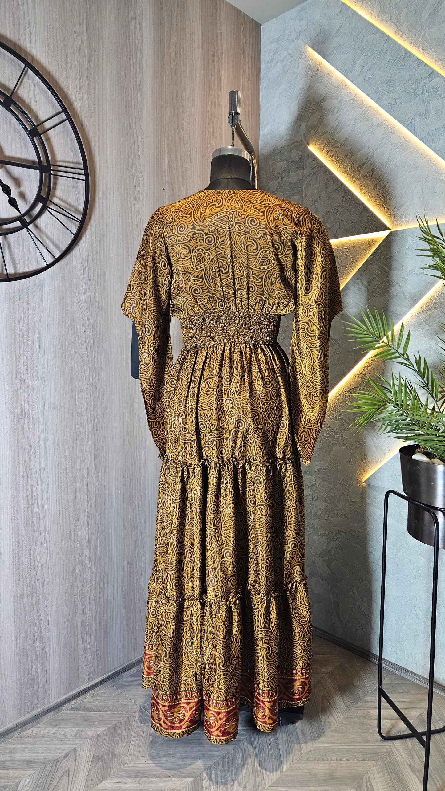 051-D-HOB Boho-Chic Ethnic Smocked Maxi Dress – Made in India