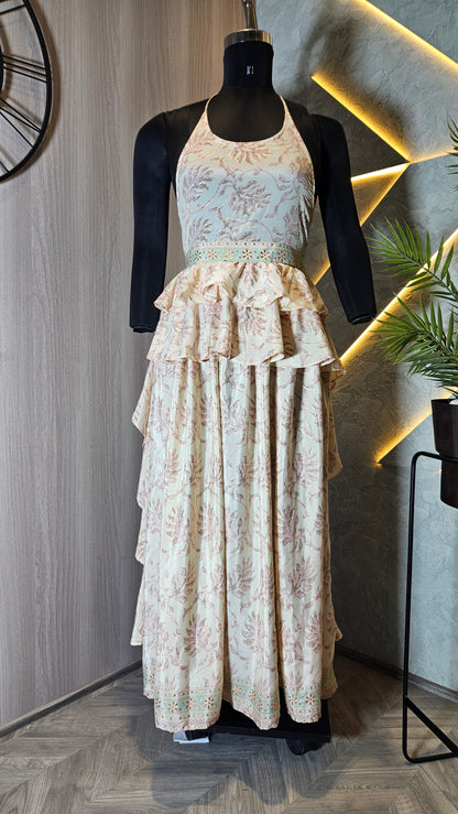 052-D-HOB Embroidered Tiered Halter Top – Made in India