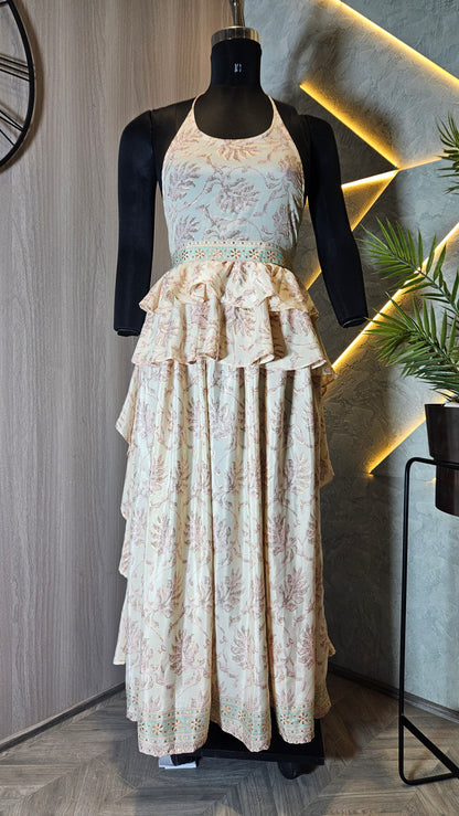 052-D-HOB Embroidered Tiered Halter Top – Made in India