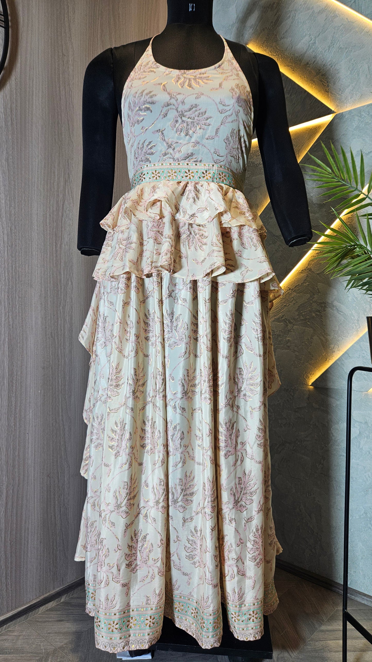 052-D-HOB Embroidered Tiered Halter Top – Made in India