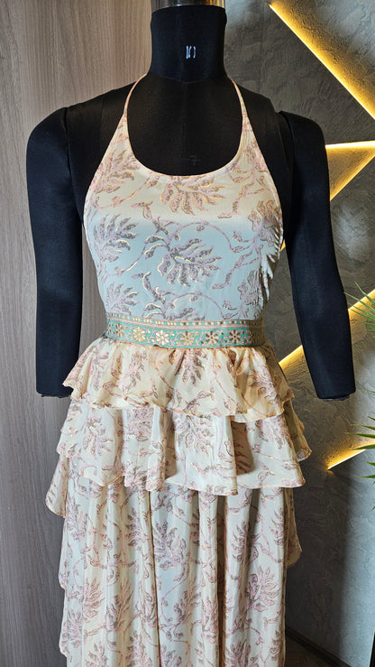 052-D-HOB Embroidered Tiered Halter Top – Made in India