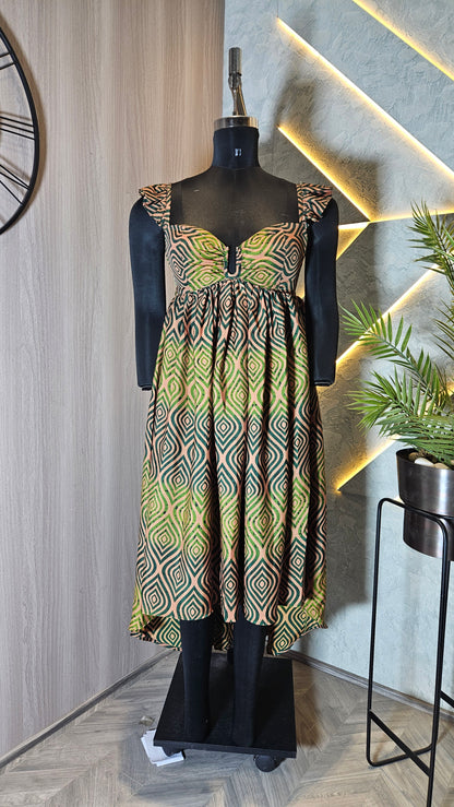 054-D-HOB Women's Ethnic Boho Sleeveless Printed Cotton Top-Dress – Made in India