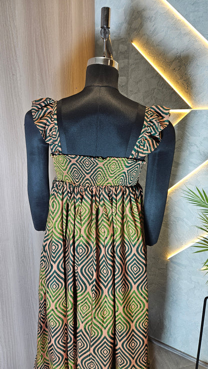 054-D-HOB Women's Ethnic Boho Sleeveless Printed Cotton Top-Dress – Made in India