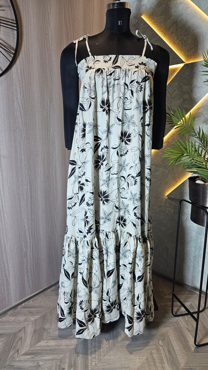 055-D-HOB Women's Boho Floral Maxi Dress – Made in India