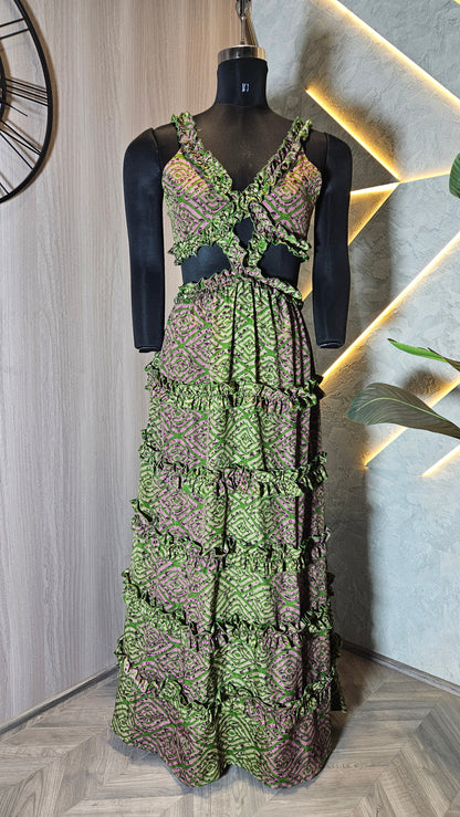 056-D-HOB Boho-Chic Handcrafted Ruffled Crop Top – Made in India