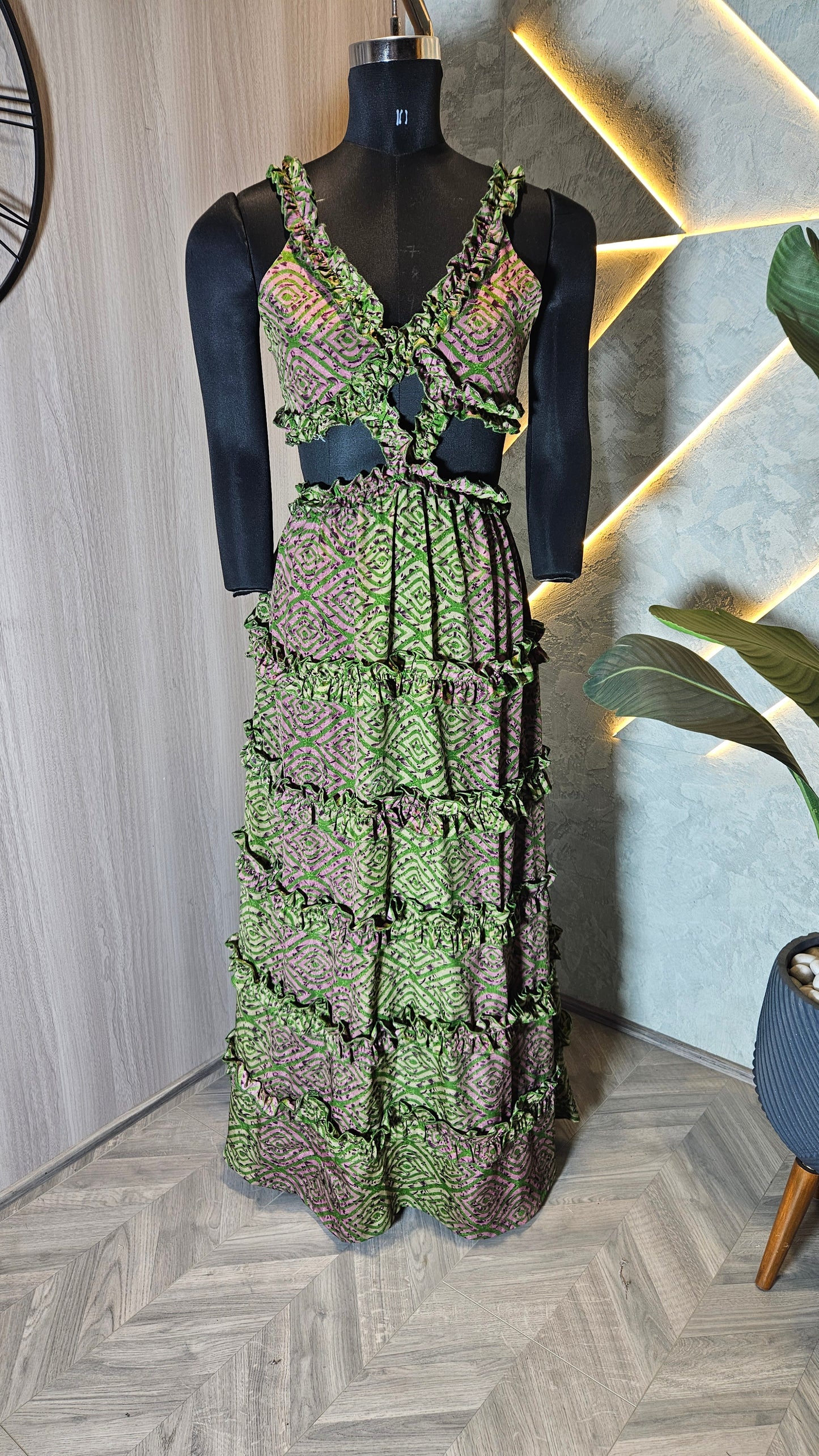 056-D-HOB Boho-Chic Handcrafted Ruffled Crop Top – Made in India