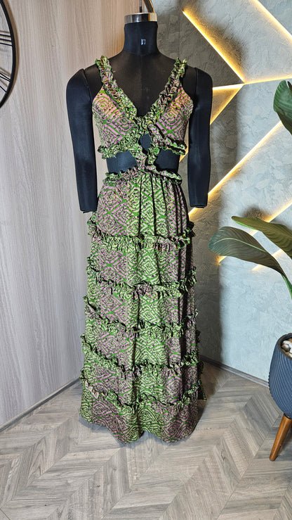 056-D-HOB Boho-Chic Handcrafted Ruffled Crop Top – Made in India