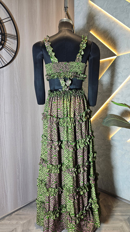 056-D-HOB Boho-Chic Handcrafted Ruffled Crop Top – Made in India