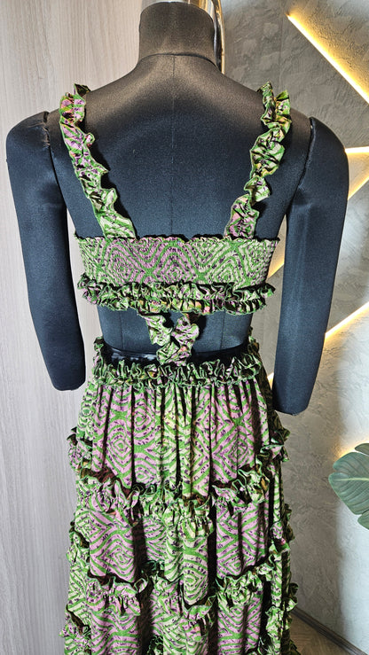 056-D-HOB Boho-Chic Handcrafted Ruffled Crop Top – Made in India